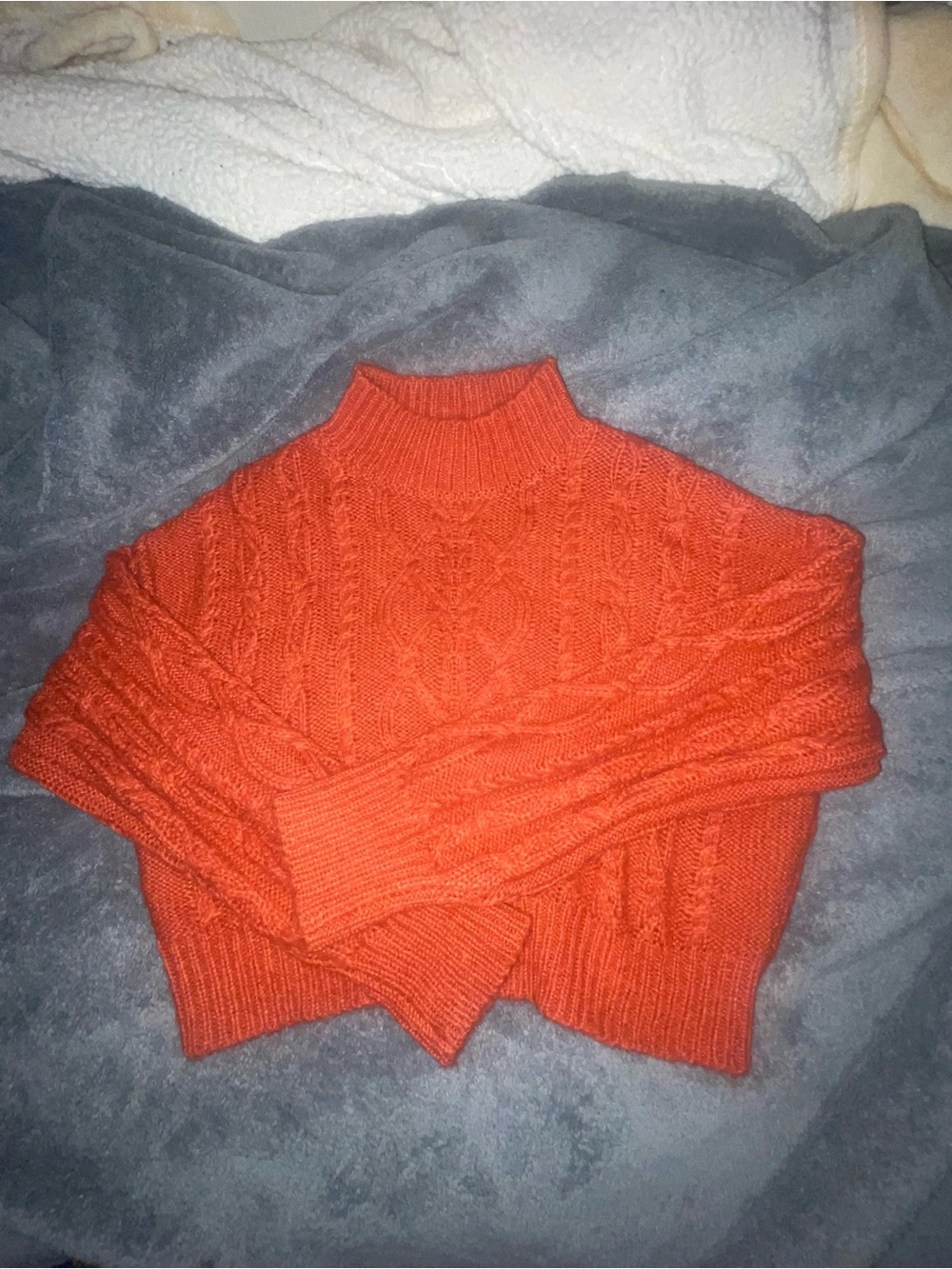 Double Zero Orange Cable Knit Turtleneck Sweater